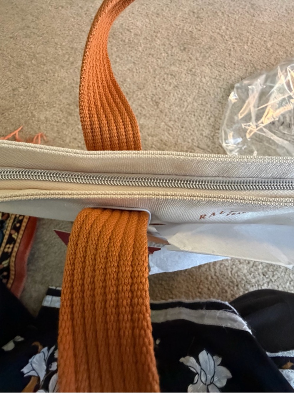 Ralph Lauren Canvas Tote in Cream and Tan - Picture 5 of 10